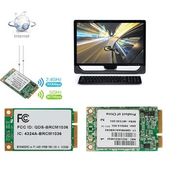 Мини-двухдиапазонная карта BCM94322MC Wireless-N WIFI 300M PCI-E для HP SPS: 487330-001 Прямая поставка