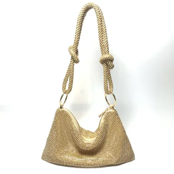 Модные женские сумки через плечо с узлом из страз, дизайнерские дамские сумки с бриллиантами, роскошная вечерняя сумочка с кристаллами, блестящий клатч, кошелек