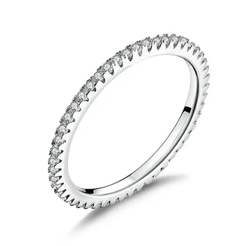 Модные кольца на палец из стерлингового серебра 925 пробы с кристаллами для женщин, девочек, Свадьбы, помолвки, Модные ювелирные изделия со стразами Оптом