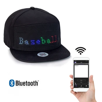 Мужская женская светодиодная шляпа с Bluetooth, Программируемое сообщение с прокруткой, многоязычный дисплей, бейсболка для вечеринки в стиле хип-хоп, Гольф, Рыбалка