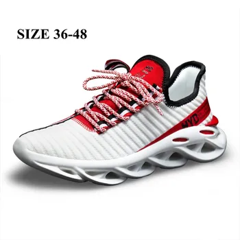 Мужская обувь, мужские дышащие повседневные кроссовки для бега, мужские легкие нескользящие кроссовки на шнуровке, Спортивная обувь для активного отдыха, Размер 36-48