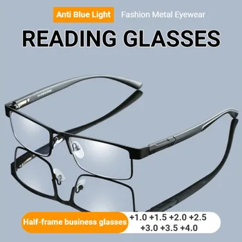 Мужские модные очки для чтения FG в зеркальной металлической оптической оправе, винтажные очки для пресбиопии от + 1,0 до + 4,0