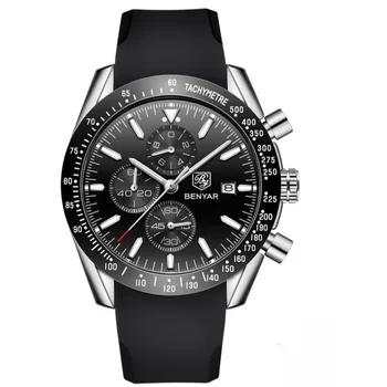 Мужские часы BENYAR, бренд класса Люкс, силиконовый ремешок, водонепроницаемый спортивный кварцевый хронограф, военные часы, мужские часы Relogio Masculino