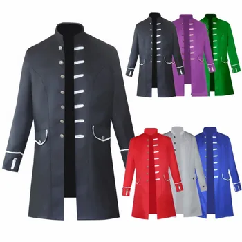 Мужское Готическое пальто средней длины Victoria Винтажный Черный Зеленый Красный Джентльменский Пиджак Для Вечернего Ужина