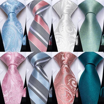 мужской Шелковый галстук 160 см, светло-голубой, розовый, в полоску с Пейсли, Однотонные Деловые Свадебные Вечерние аксессуары, галстук для костюмов