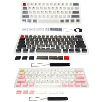 Набор клавиш 61, двухцветный толстый колпачок из ПБТ для механической клавиатуры GK61 SK61 