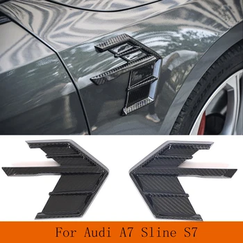 Накладка на Вентиляционное отверстие Бокового Крыла из Настоящего Углеродного Волокна для Audi A7 Sline S7 2019-2021 Накладка На Вентиляционное отверстие Бокового Крыла