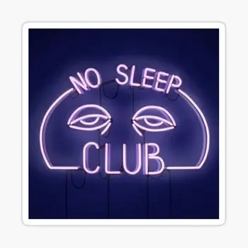 Неоновая вывеска No Sleep Club, 5 шт., автомобильные наклейки для забавного художественного декора, фон для ноутбука, принт мотоцикла, украшения для холодильника в комнате