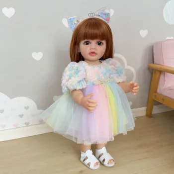 Новая 55-сантиметровая полностью клейкая кукла с имитацией цвета душа с длинными волосами, высококачественный креативный подарок для девочек