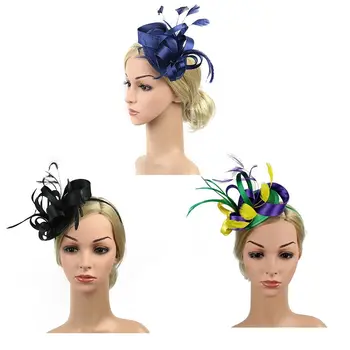 Новая коктейльная женская шапочка с цветочным пером, головной убор для вечеринки, цилиндр, заколка для волос