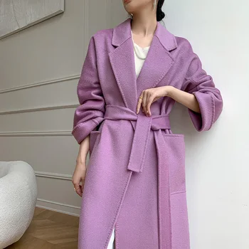 Новое пальто из 100% чистой шерсти универсально для женщин