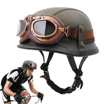 Новые винтажные мотоциклетные шлемы в немецком стиле с открытым лицом, кепка Унисекс, ретро-шлемы для верховой езды, шлемы-вертолеты с защитными очками