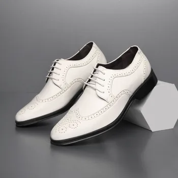 Новые Классические белые черные Кожаные туфли с перфорацией типа 