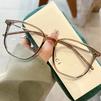 Новые ретро ультралегкие очки TR90 с анти-синим светом, женские Модные Изысканные брендовые повседневные очки в металлической оправе с плоским светом