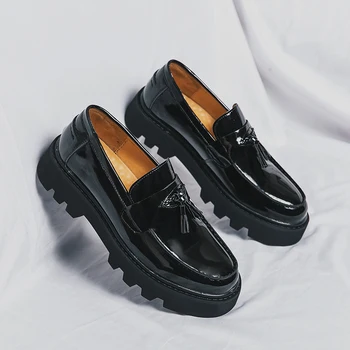 Новые черные лоферы, мужская обувь из искусственной кожи, Дышащая нескользящая мужская обувь с кисточками, Модная мужская обувь в деловом стиле