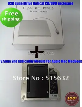 новый 9,5 мм 2-й жесткий диск Caddy для Macbook Pro Unibody + USB-корпус для Superdrive