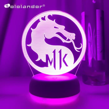 Ночник с логотипом игры Mortal Kombat 11, светодиодный сенсорный датчик, меняющий цвет, Ночник для детей, декор детской спальни, подарочная настольная лампа