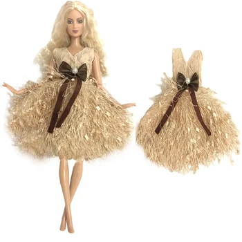 Официальное модное платье NK с юбкой-бантом для куклы Barbie 1/6 BJD SD, Аксессуары для одежды, Переодевания в игровой дом