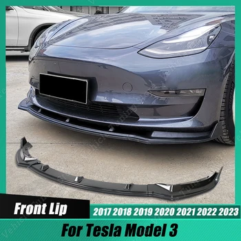 Передний бампер, губа, Подбородок, черный глянцевый обвес, спойлер, Сплиттер, тюнинг, автомобильные аксессуары ABS для Tesla Model 3 2017-2023