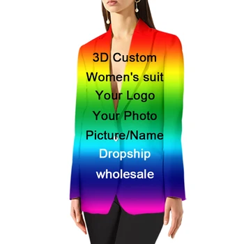 Пиджак с 3D Принтом на заказ, Женская куртка, Модные Блейзеры Высокой Уличной моды, Новый Стиль, Негабаритная Элегантная Женская куртка, Американский Стиль