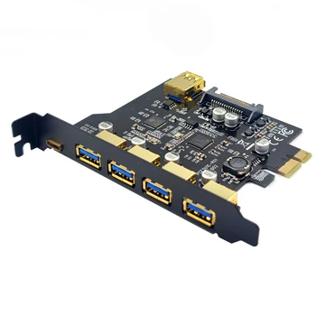 Плата расширения PCIE USB PCI Express X1 для USB Type C + 4 порта Внешний USB3.0 + 1 Порт Внутренний USB3.0 Плата PCI-E USB 3.2 Riser