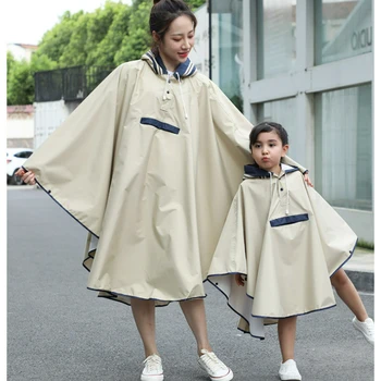 Пончо от дождя для родителей и детей в корейском стиле с сумкой, Водонепроницаемый плащ для детей, девочек, студентов, Плащ с отделением для школьной сумки
