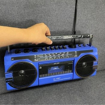 Портативный магнитофон в стиле ретро, многофункциональное FM/ AM / SW Радио и беспроводной Bluetooth динамик, двойной звуковой сигнал, стереозвук на открытом воздухе