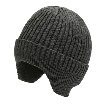 Простая зимняя шапочка-наушник, однотонная защита ушей, Уличная вязаная шапка, Теплые шапочки, Шапка с черепом, Ветрозащитные ушанки, Шляпы-капоты