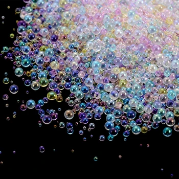 Разноцветные смешанные водяные пузырьки, мини-стеклянные бусины без отверстий для изготовления ювелирных изделий своими руками, аксессуары для наполнения ногтей эпоксидной смолой