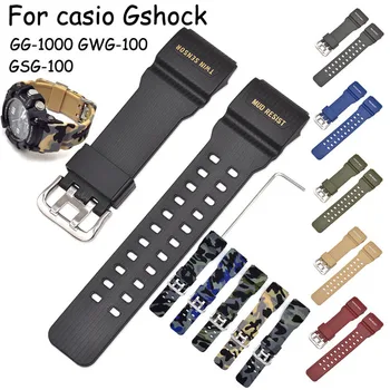 Ремешок для часов из смолы для Casio G-Shock GG-1000 GWG-100 GSG-100 Спортивный Водонепроницаемый Резиновый браслет Ремешок для часов Браслет