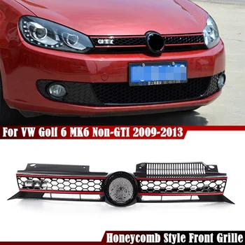 Решетка переднего бампера для Volkswagen Golf 6 MK6, не GTI 2009 2010 2011 2012 2013, Центральная решетка в стиле GTI с ячеистой сеткой