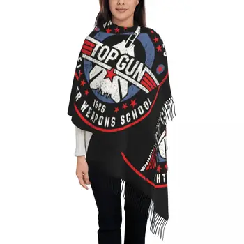 Роскошный школьный шарф с кисточками для истребителей США, Женская Зимняя осенняя теплая шаль, Женские Шарфы Top Gun Maverick
