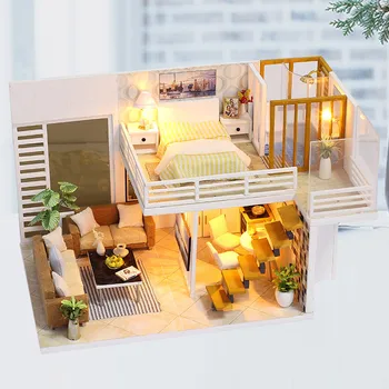Ручная модель дома для сборки своими руками, простая комната для обустройства дома с пылезащитной крышкой и легким подарком на день рождения.