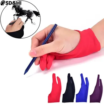 Синяя перчатка с защитой от обрастания на 2 пальца, как для правой, так и для левой руки художника, рисующего на любом графическом планшете для рисования