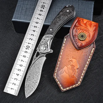 Складной Дамасский карманный нож Flipper Zero для мужчин, военные тактические ножи для выживания на открытом воздухе, Охотничий складной нож для самообороны EDC
