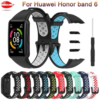 Сменный спортивный мягкий силиконовый ремешок для часов, Регулируемые ремешки для часов Huawei band 6 honor band 6 Smart Watch Correa