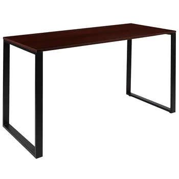Современная мебель для дома, Компьютерный стол в промышленном стиле, прочный стол для домашнего офиса - Длина 55 дюймов-Красное дерево