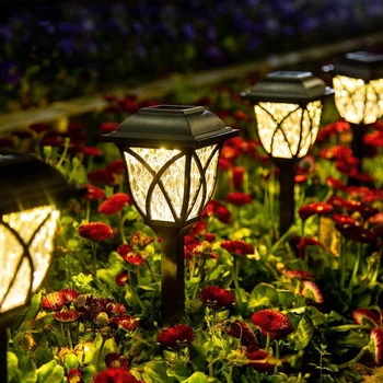 Солнечные дорожные фонари Наружные СВЕТОДИОДНЫЕ Солнечные садовые фонари Водонепроницаемые солнечные ландшафтные фонари для газона, патио, двора, садовой дорожки