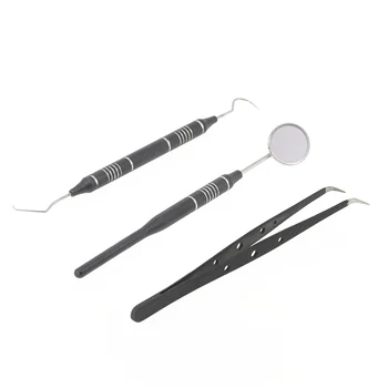 Стоматологические инструменты Набор из 3 частей Пинцет зеркало для рта зонд С полой ручкой
