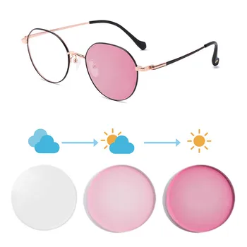 Титановая оправа для очков SHINU, женские фотохромные очки для зрения, цветные линзы от близорукости, линзы по рецепту, минус только