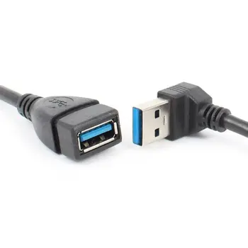 Удлинительный кабель USB 3.0 Угол наклона 90 градусов Вверх Вниз Влево Rht от мужчины к женщине, высокоскоростные кабели для синхронизации данных USB 5 Гбит/с, зарядные кабели