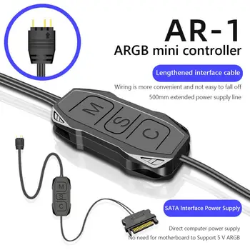 Удлинительный кабель контроллера ARGB 5V 3-контактный к SATA Power Mini RGB-контроллер для вентиляторов шасси/светодиодных лент/панелей освещения