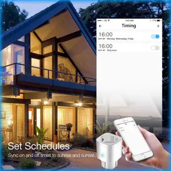 Умная розетка EU WiFi с функцией контроля питания Tuya / APP Remote Control Smart Socket Работает с Alexa Google Home