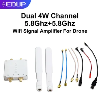 Усилитель сигнала Wi-Fi EDUP для Дрона Двойной 5,8 ГГц 4 Вт Канальный Усилитель Wi-Fi дальнего действия, Удлинитель Wi-Fi, Ретранслятор с двойной антенной