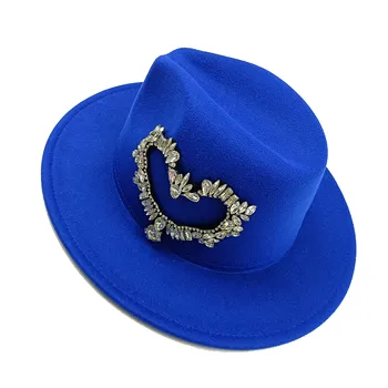 фетровая шляпа с бриллиантовым сердцем, фетровая шляпа для женщин, мужские фетровые шляпы, весенняя церковная шляпа, джазовая шляпа унисекс для мужчин и женщин, оптовая цена