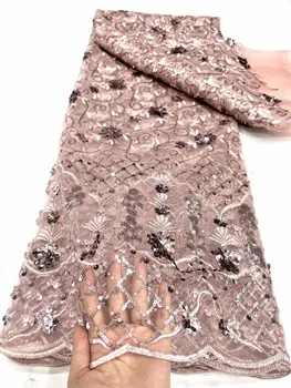 Французская кружевная ткань с блестками 2023, высококачественная африканская сетчатая кружевная ткань, женское вечернее платье для шитья