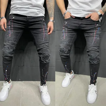 Хороший Поп, 2 стиля, Мужские Узкие джинсы с большим карманом, Тонкие Джинсы высокого качества на молнии, Повседневные спортивные Корсетные джинсы M-3XL