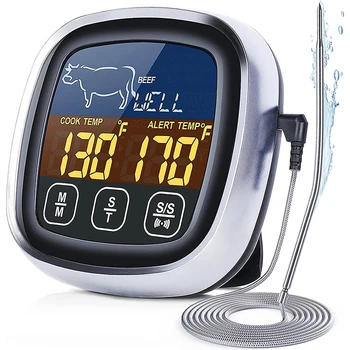 Цифровой кухонный термометр для мяса Из Нержавеющей Водонепроницаемой Стали Датчик температуры мяса Термометр для приготовления пищи в духовке Измеритель температуры барбекю