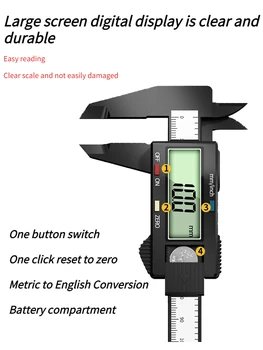Цифровой штангенциркуль Электронный Верньер 0-150 мм Сверхвысокая прочность Инженерного пластика 0,1 мм Инструменты для измерения штангенциркуля с большим экраном
