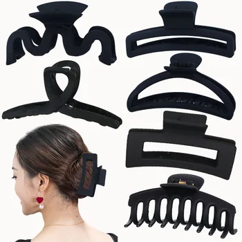 Черные большие Когти для волос в Корейском стиле, Элегантные Акриловые Шпильки, Заколка-краб, Заколки для волос, Головные Уборы для женщин, Аксессуары для волос для девочек